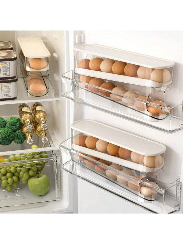2-Tier Auto-Rolling Egg Organizer for Fridge