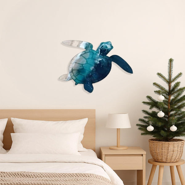 Handcrafted Iron Sea Turtle Wall Art—Coastal Theme