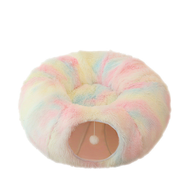 Plush Cat Bed and Tunnel for Cozy Comfort