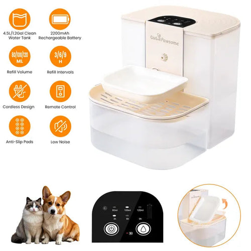 4.5L Cordless Smart Pet Water Fountain with Remote Control