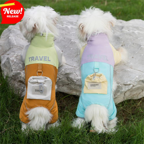 Autumn And Winter Dog Travel Backpack, Four-legged Charge Cotton Jacket, Teddy Outdoor Windproof And Warm Cat And Pet Dog Clothes
