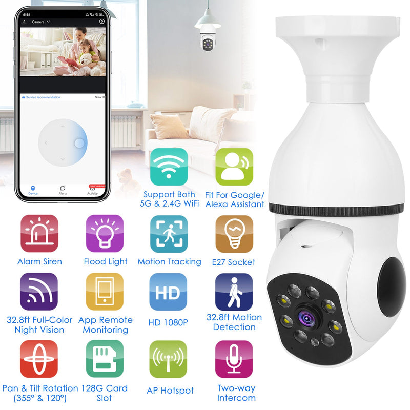 E27 WiFi Bulb Camera with Night Vision