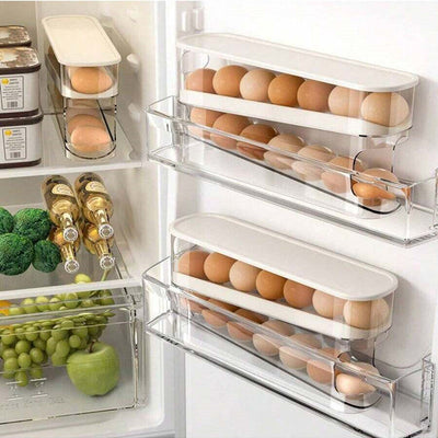 2-Tier Auto-Rolling Egg Organizer for Fridge
