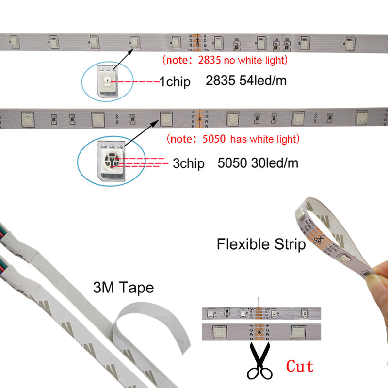 RGB 5050 Flexible Led Strip Lights SMD 12V DC My Social Shop