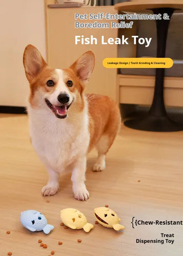Fish-Shaped Dog Treat Toy — Silicone Slow Feeder