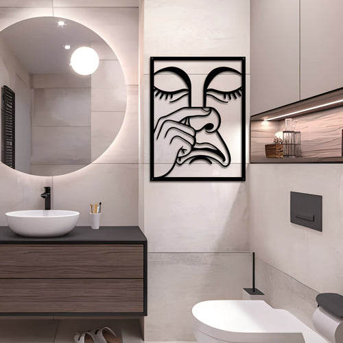 Whimsical Nose-Pinch Metal Wall Sculpture