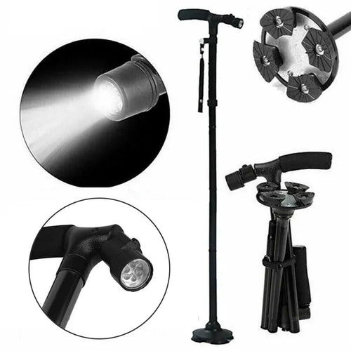 LED Walking Stick Cane with Pivoting Base