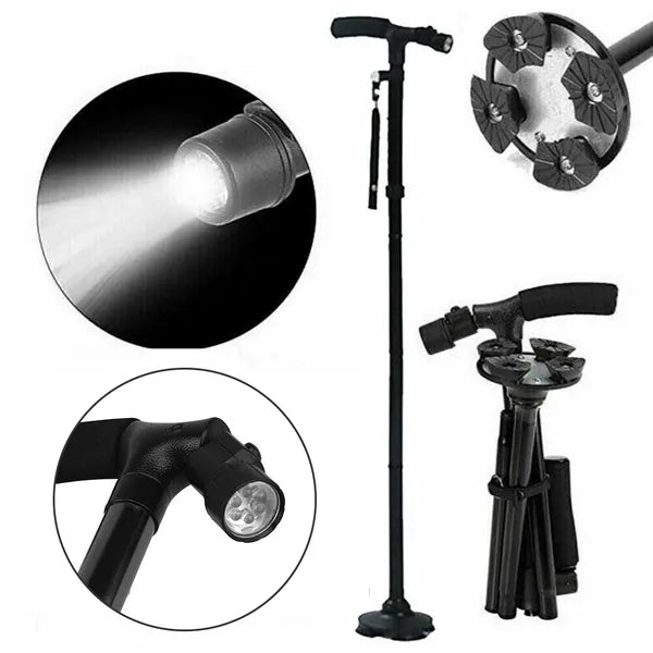 LED Walking Stick Cane with Pivoting Base