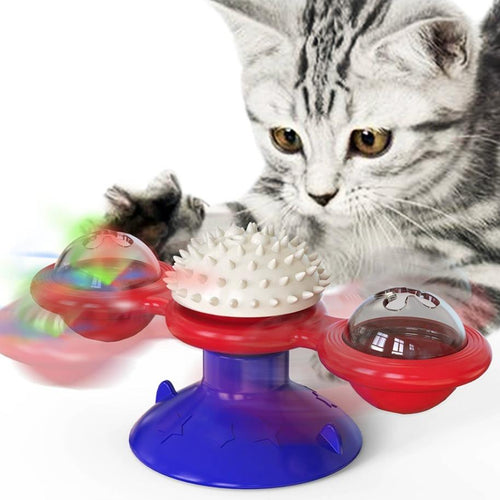 Interactive Windmill Cat Toy with LED Light